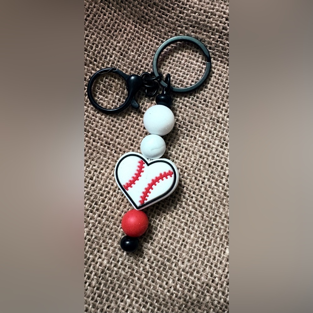 Heart Baseball Keychain